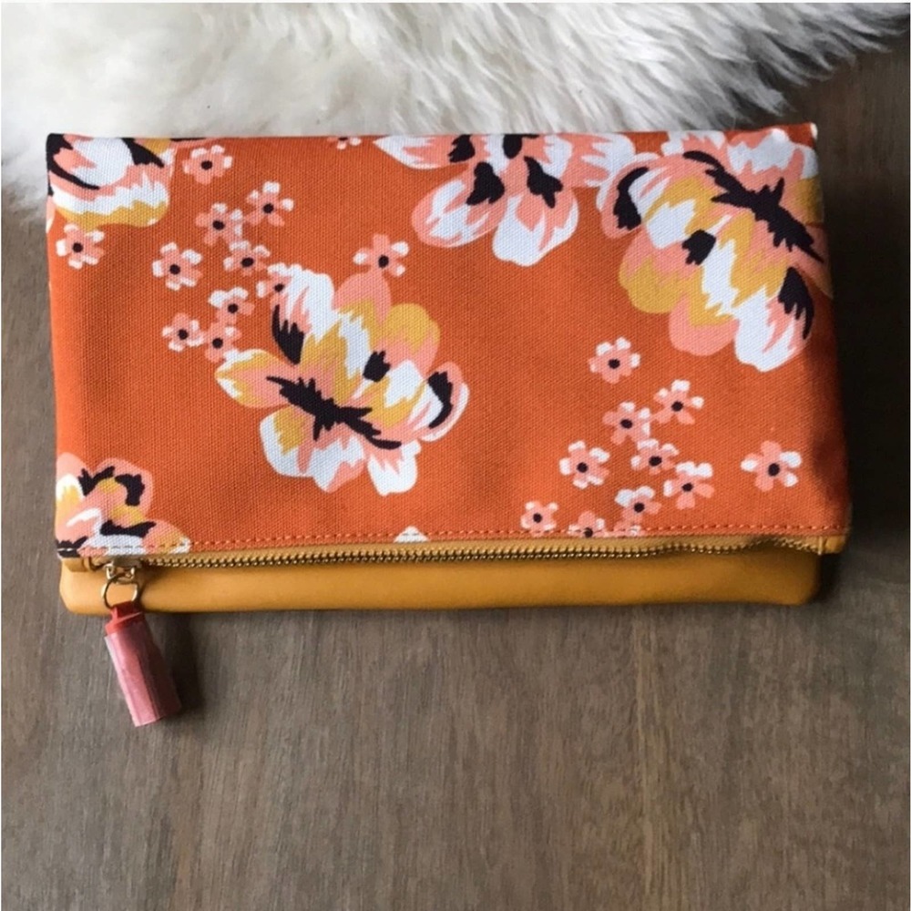 RACHEL PALLY Zahara Orange and Yellow Floral Reversible Clutch